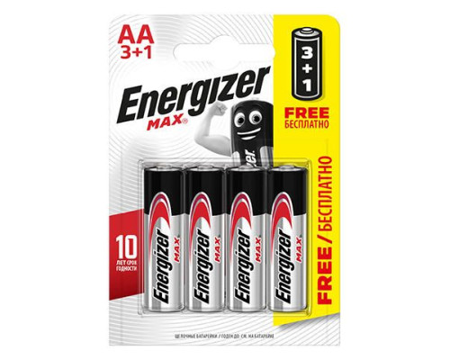 Батарейки Energizer MAX типа E91/AA - 4 шт. (3+1 в подарок)