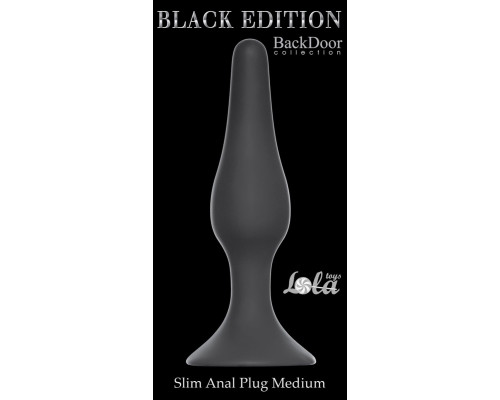 Чёрная анальная пробка Slim Anal Plug Medium - 11,5 см.