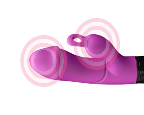 Фиолетовый вибратор Ares с клиторальным отростком - 19,8 см.