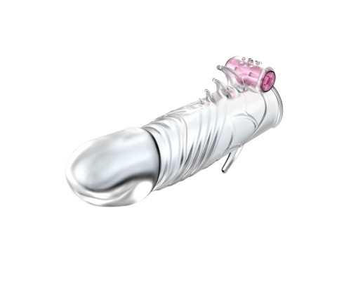 Прозрачная насадка с закрытой головкой и вибрацией - 13 см.