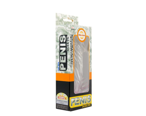 Прозрачная насадка с закрытой головкой и вибрацией - 13 см.