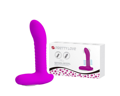 Мощный лиловый анальный вибратор с эффектом римминга - 15,9 см.