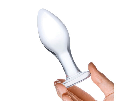 Прозрачная округлая анальная пробка Classic Glass Butt Plug - 11 см.