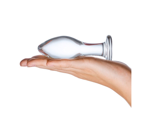 Прозрачная округлая анальная пробка Classic Glass Butt Plug - 11 см.