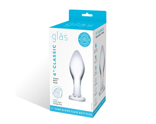 Прозрачная округлая анальная пробка Classic Glass Butt Plug - 11 см.