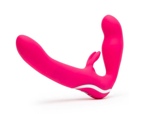 Ярко-розовый безремневой страпон Rechargeable Vibrating Strapless Strap-On
