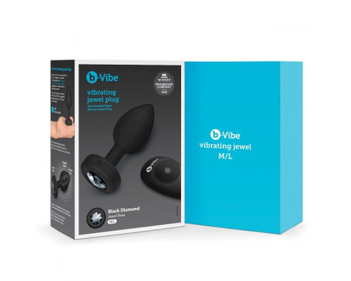 Черная анальная вибровтулка с кристаллом Vibrating Jewel Plug M/L - 10,5 см.