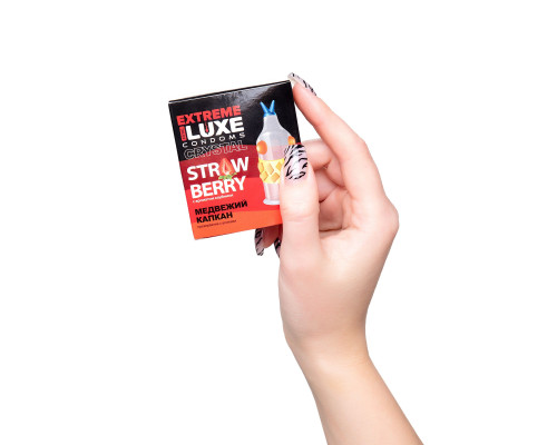 Стимулирующий презерватив «Медвежий капкан» с ароматом клубники - 1 шт.