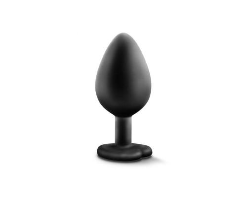 Черная анальная втулка с прозрачным кристаллом Bling Plug Medium - 8,2 см.