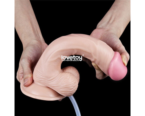 Телесный фаллоимитатор Squirt Extreme с имитацией семяизвержения - 23 см.
