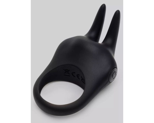 Черное эрекционное виброкольцо Sensation Rechargeable Vibrating Rabbit Love Ring