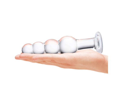 Прозрачная анальная пирамида 7,25  Beaded Butt Plug - 17 см.
