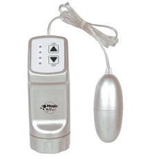 Серебристое виброяйцо с пультом управления на проводе