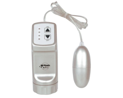 Серебристое виброяйцо с пультом управления на проводе