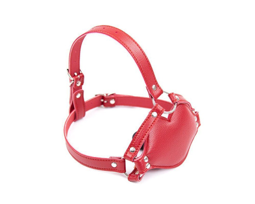 Красный кляп-губки с фаллоимитатором на регулируемых ремешках