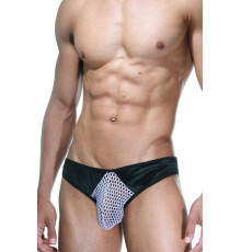 Мужские трусы-слипы из сетки с черными вставками