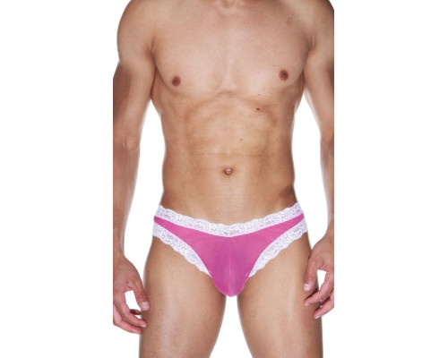 Мужские трусы-бразилиана с отделкой края кружевом