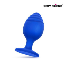 Синяя силиконовая анальная втулка - 7 см.