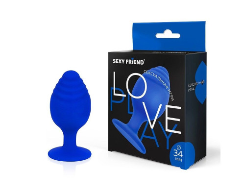 Синяя силиконовая анальная втулка - 7 см.