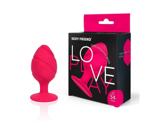 Ярко-розовая силиконовая анальная пробка - 7 см.