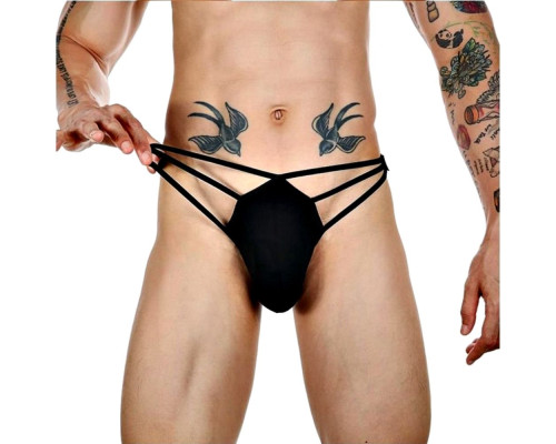 Черные сексуальные трусы-стринги на тонких бретелях