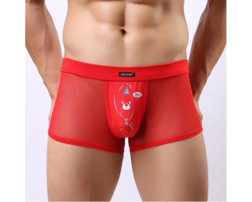Мужские трусы-боксеры из сетки Cockcon Unzip-Me Boxer с пикантным принтом