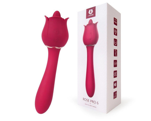 Розовый вибромассажер Rose Pro 6 - 21,4 см.