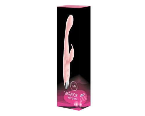 Розовый вибромассажёр для G-стимуляции с клиторальным отростком