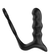 Черный вибростимулятор простаты с поступательными движениями и пультом ДУ