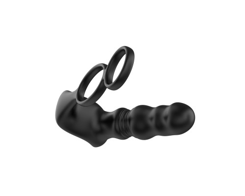 Черный вибростимулятор простаты с поступательными движениями и пультом ДУ