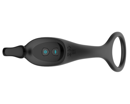 Черный пульсирующимй массажер простаты с вибрацией и пультом ДУ - 17,1 см.