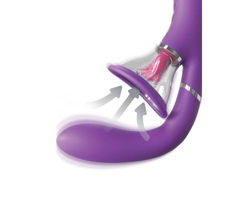 Сиреневый вибростимулятор с помпой и имитатором языка Her Ultimate Pleasure Pro