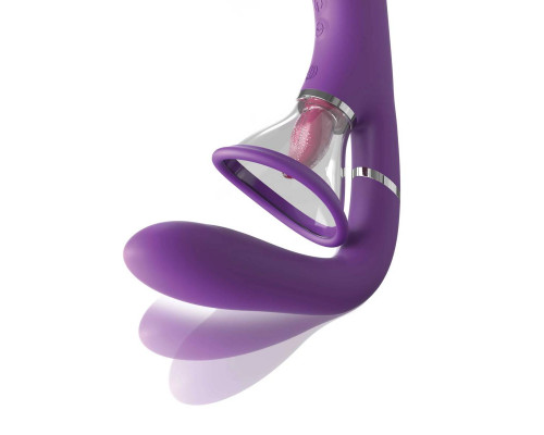 Сиреневый вибростимулятор с помпой и имитатором языка Her Ultimate Pleasure Pro