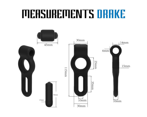 Черное двойное эрекционное виброкольцо Rooster Drake