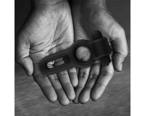 Черное двойное эрекционное виброкольцо Rooster Drake