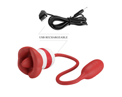 Красное виброяйцо с клиторальным стимулятором Aliyah