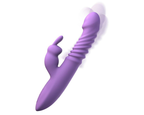 Сиреневый вибратор-кролик с поступательными движениями, вращением и нагревом Her Thrusting Silicone Rabbit  - 24 см.