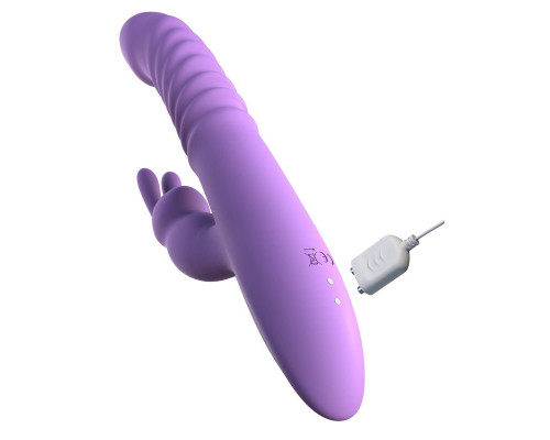 Сиреневый вибратор-кролик с поступательными движениями, вращением и нагревом Her Thrusting Silicone Rabbit  - 24 см.