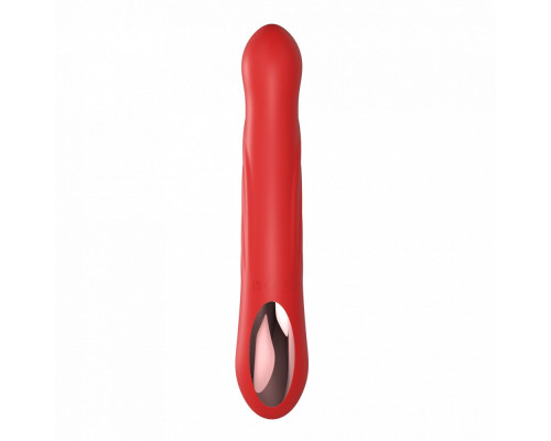 Красный силиконовый вибратор-кролик с фрикциями - 22 см.