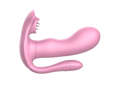 Розовый женский тройной вибростимулятор
