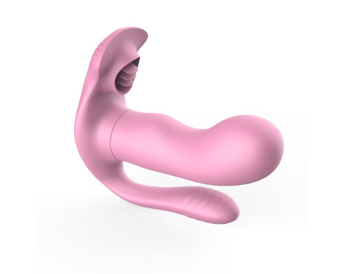 Розовый женский тройной вибростимулятор