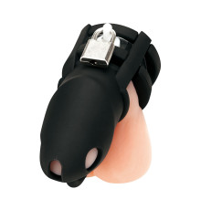 Черная клетка для пениса Silicone Small 2 in Cock Cage With Ball Divider