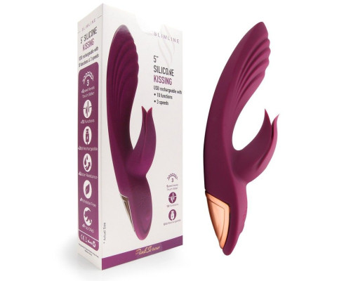 Сливовый вибратор-кролик 5’’ Silicone Kissing - 20,2 см.