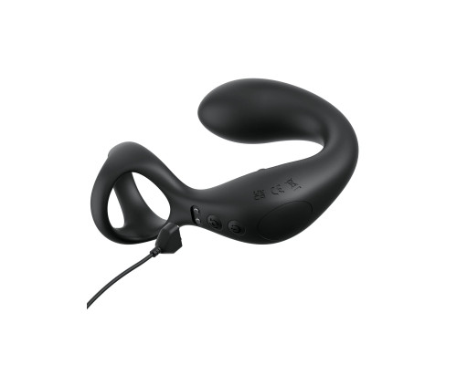 Черный стимулятор простаты с кольцом Ass-gasm Taint-alizer