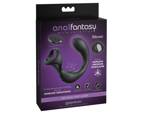 Черный стимулятор простаты с кольцом Ass-gasm Taint-alizer