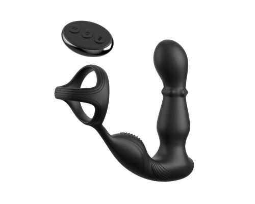 Черный вибростимулятор простаты с кольцом Ass-gasm Slide   Glide