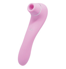 Розовый стимулятор Smoooch Clitoral Suction   Vibration - 18,6 см.