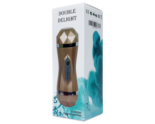 Двусторонний мастурбатор с вибрацией Double Delight - вагина и ротик