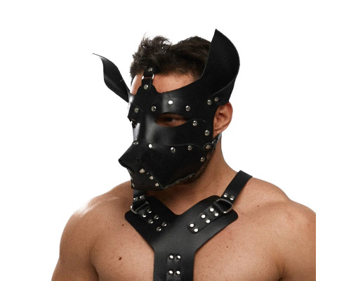 Черная кожаная маска «Собака»