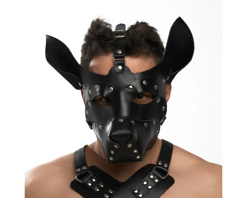 Черная кожаная маска «Собака»